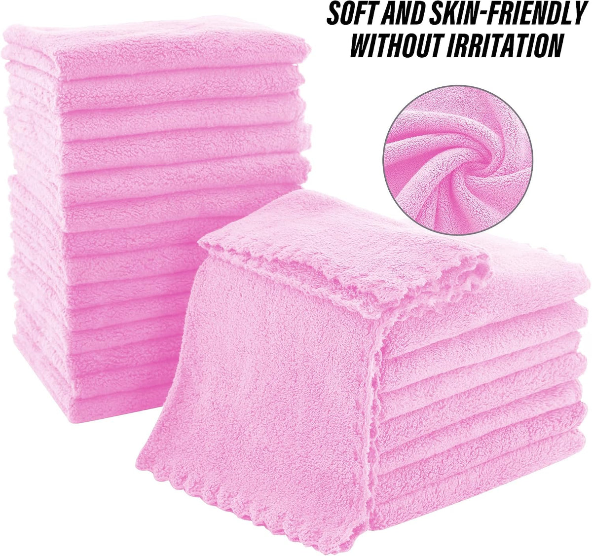 Ultra Soft Premium Washcloths Set - 12 x 12 inches - 24 Pack - Quick Drying - Highly Absorbent Coral Velvet Bathroom Wash Clothes - Use as Bath, Spa, Facial, Fingertip Towel (Grey)