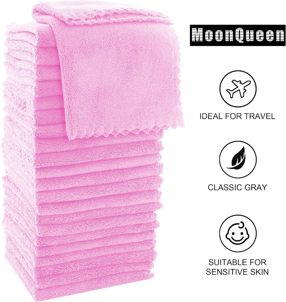 Ultra Soft Premium Washcloths Set - 12 x 12 inches - 24 Pack - Quick Drying - Highly Absorbent Coral Velvet Bathroom Wash Clothes - Use as Bath, Spa, Facial, Fingertip Towel (Grey)