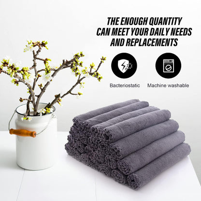 Ultra Soft Premium Washcloths Set - 12 x 12 inches - 24 Pack - Quick Drying - Highly Absorbent Coral Velvet Bathroom Wash Clothes - Use as Bath, Spa, Facial, Fingertip Towel (Grey)