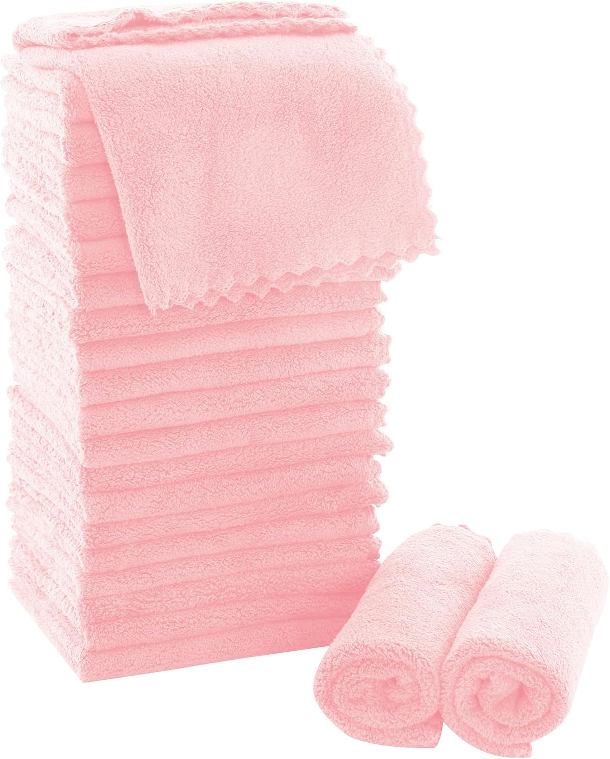 Ultra Soft Premium Washcloths Set - 12 x 12 inches - 24 Pack - Quick Drying - Highly Absorbent Coral Velvet Bathroom Wash Clothes - Use as Bath, Spa, Facial, Fingertip Towel (Grey)