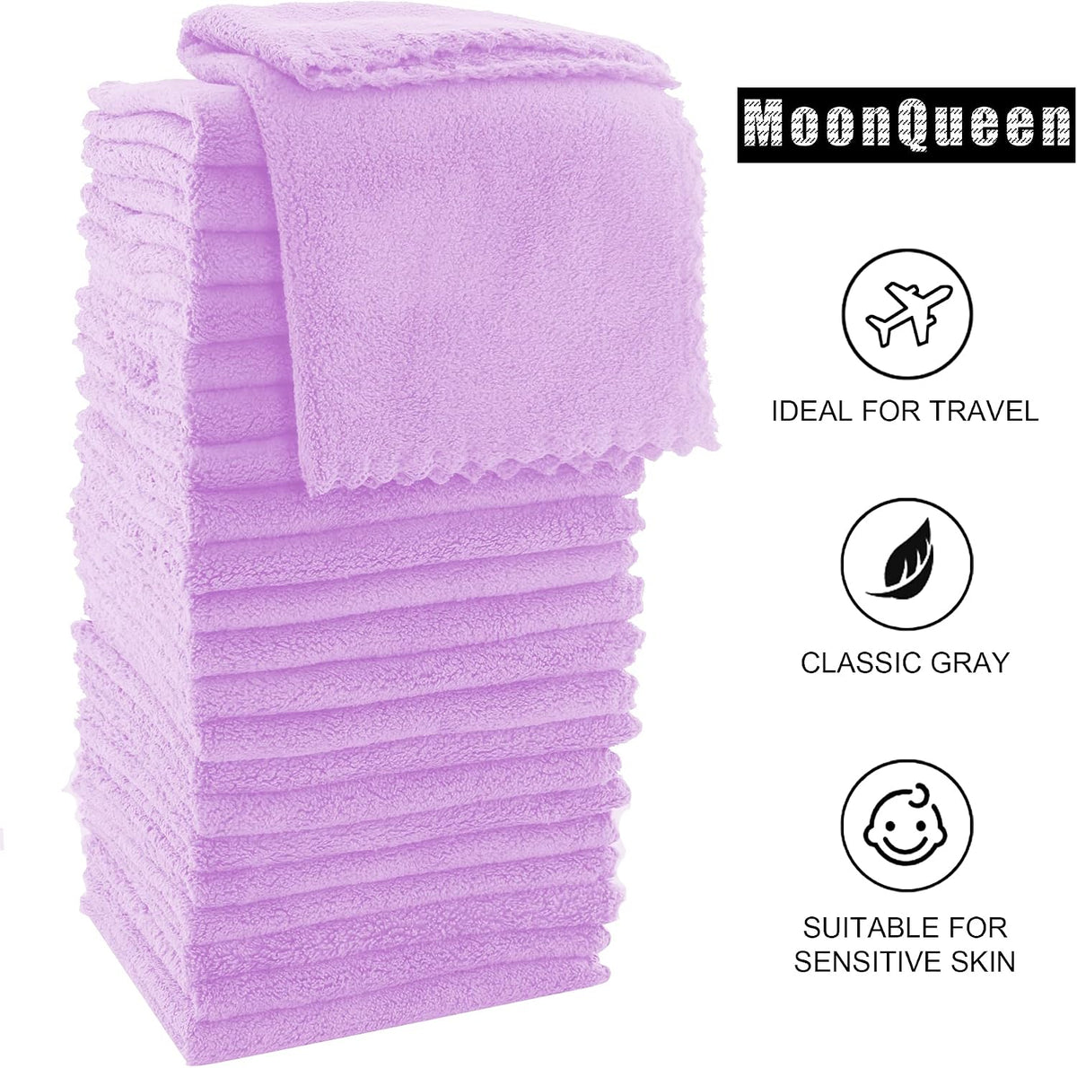 Ultra Soft Premium Washcloths Set - 12 x 12 inches - 24 Pack - Quick Drying - Highly Absorbent Coral Velvet Bathroom Wash Clothes - Use as Bath, Spa, Facial, Fingertip Towel (Grey)