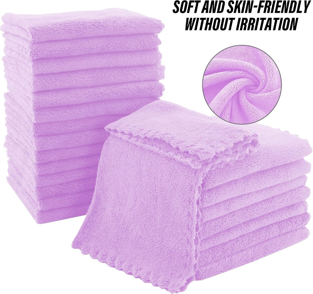 Ultra Soft Premium Washcloths Set - 12 x 12 inches - 24 Pack - Quick Drying - Highly Absorbent Coral Velvet Bathroom Wash Clothes - Use as Bath, Spa, Facial, Fingertip Towel (Grey)