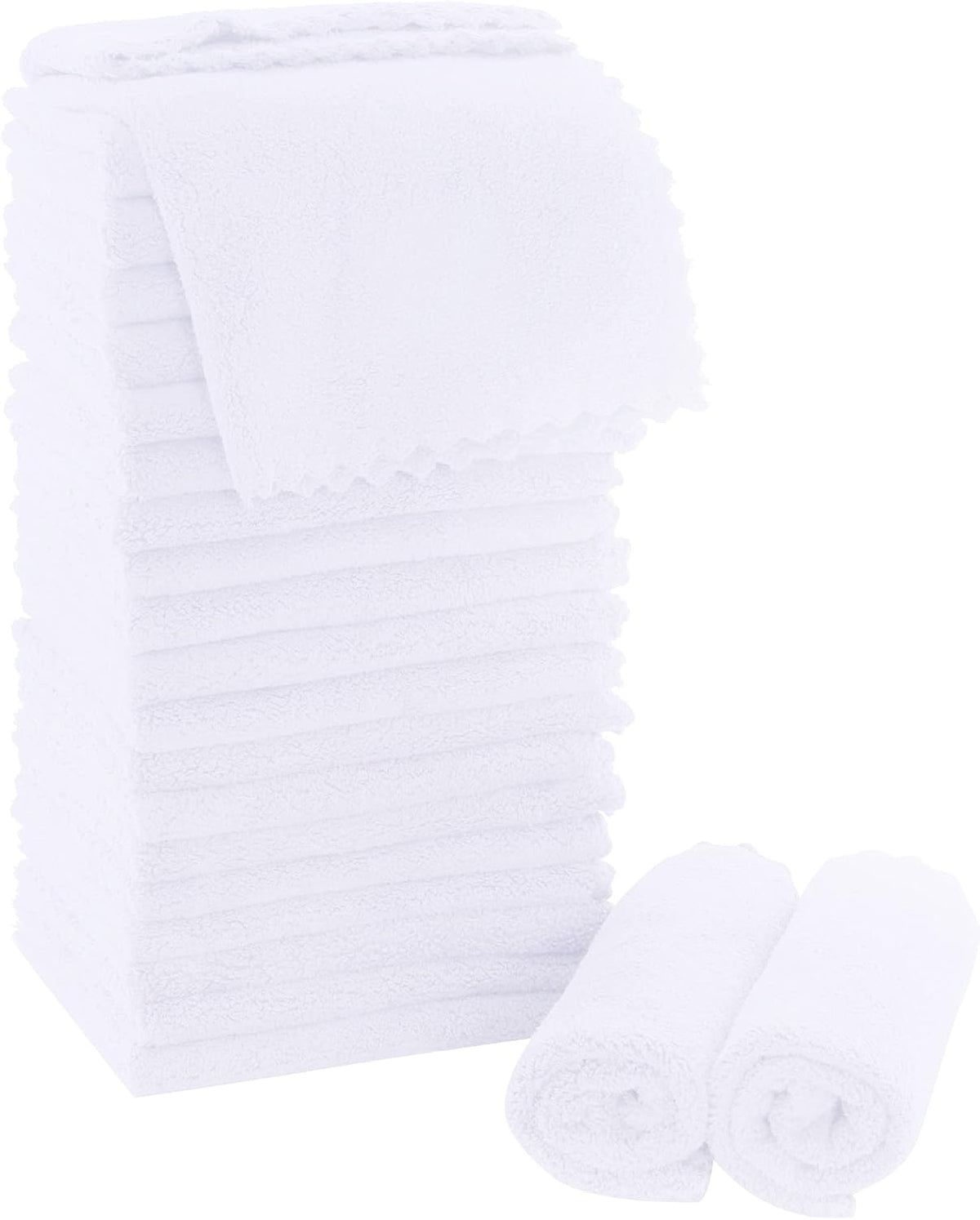 Ultra Soft Premium Washcloths Set - 12 x 12 inches - 24 Pack - Quick Drying - Highly Absorbent Coral Velvet Bathroom Wash Clothes - Use as Bath, Spa, Facial, Fingertip Towel (Grey)