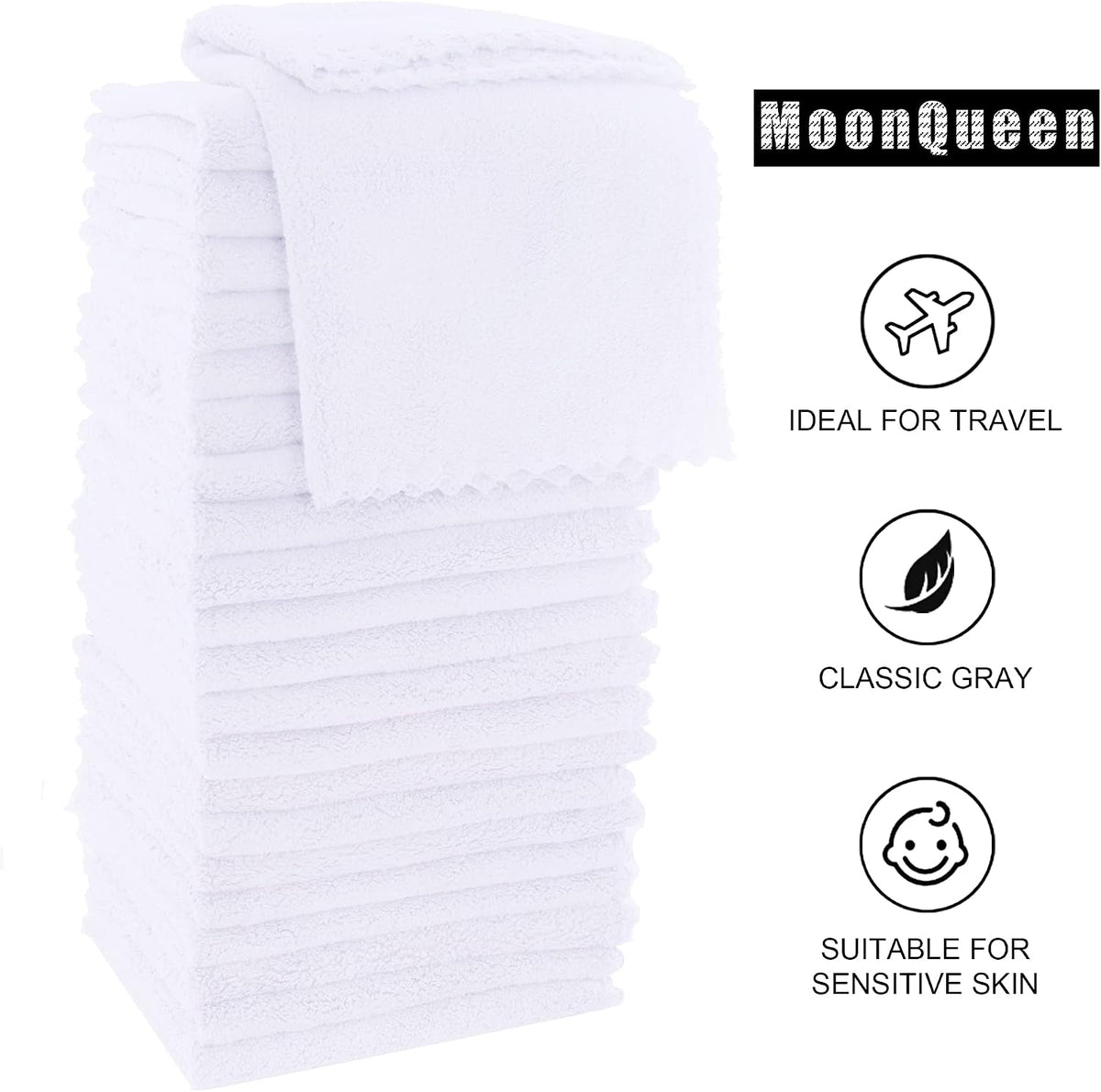 Ultra Soft Premium Washcloths Set - 12 x 12 inches - 24 Pack - Quick Drying - Highly Absorbent Coral Velvet Bathroom Wash Clothes - Use as Bath, Spa, Facial, Fingertip Towel (Grey)