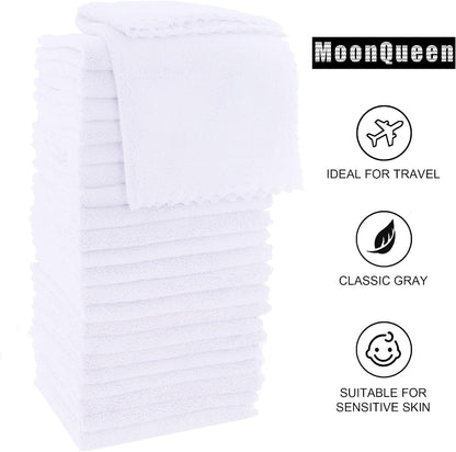 Ultra Soft Premium Washcloths Set - 12 x 12 inches - 24 Pack - Quick Drying - Highly Absorbent Coral Velvet Bathroom Wash Clothes - Use as Bath, Spa, Facial, Fingertip Towel (Grey)