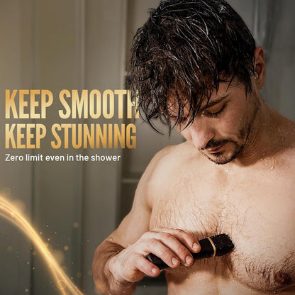 Body Trimmer for Men, 2-in-1 Groin & Body Hair Trimmer, IPX7 Waterproof Electric Razor, Ball & Pubic Hair Trimmer for Private Areas, Ceramic Blade Body Shaver, Rechargeable Grooming Kit