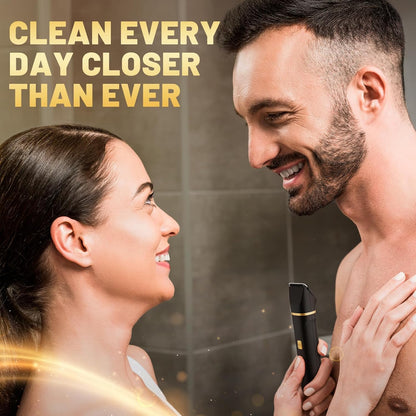 Body Trimmer for Men, 2-in-1 Groin & Body Hair Trimmer, IPX7 Waterproof Electric Razor, Ball & Pubic Hair Trimmer for Private Areas, Ceramic Blade Body Shaver, Rechargeable Grooming Kit