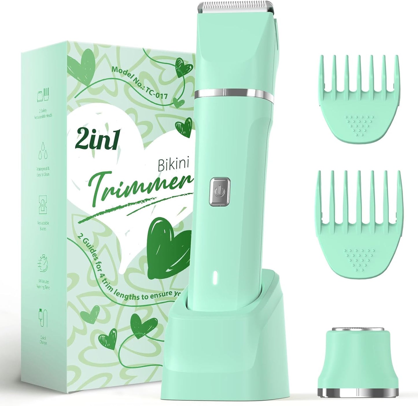 Body Trimmer for Men, 2-in-1 Groin & Body Hair Trimmer, IPX7 Waterproof Electric Razor, Ball & Pubic Hair Trimmer for Private Areas, Ceramic Blade Body Shaver, Rechargeable Grooming Kit