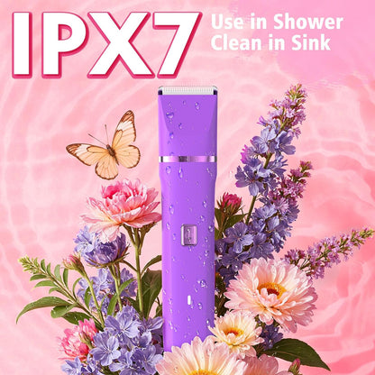 Body Trimmer for Men, 2-in-1 Groin & Body Hair Trimmer, IPX7 Waterproof Electric Razor, Ball & Pubic Hair Trimmer for Private Areas, Ceramic Blade Body Shaver, Rechargeable Grooming Kit