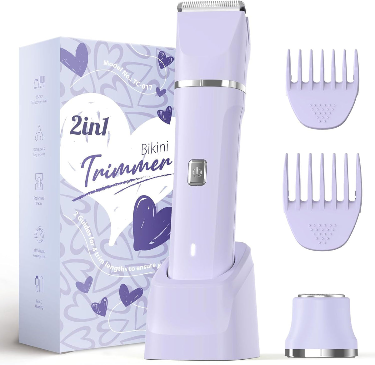 Body Trimmer for Men, 2-in-1 Groin & Body Hair Trimmer, IPX7 Waterproof Electric Razor, Ball & Pubic Hair Trimmer for Private Areas, Ceramic Blade Body Shaver, Rechargeable Grooming Kit