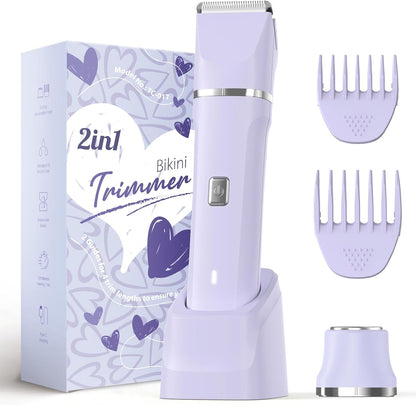 Body Trimmer for Men, 2-in-1 Groin & Body Hair Trimmer, IPX7 Waterproof Electric Razor, Ball & Pubic Hair Trimmer for Private Areas, Ceramic Blade Body Shaver, Rechargeable Grooming Kit