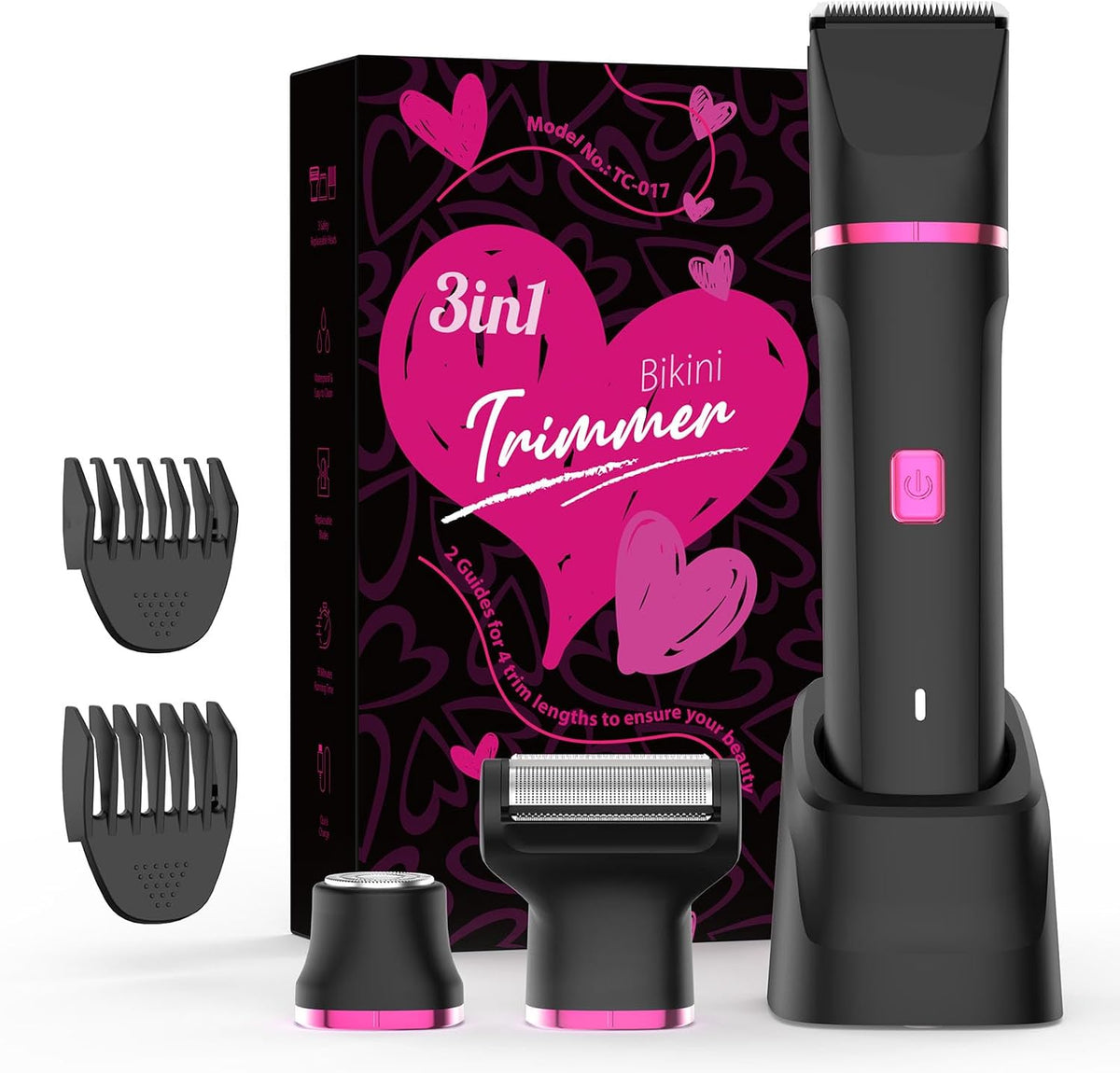 Body Trimmer for Men, 2-in-1 Groin & Body Hair Trimmer, IPX7 Waterproof Electric Razor, Ball & Pubic Hair Trimmer for Private Areas, Ceramic Blade Body Shaver, Rechargeable Grooming Kit