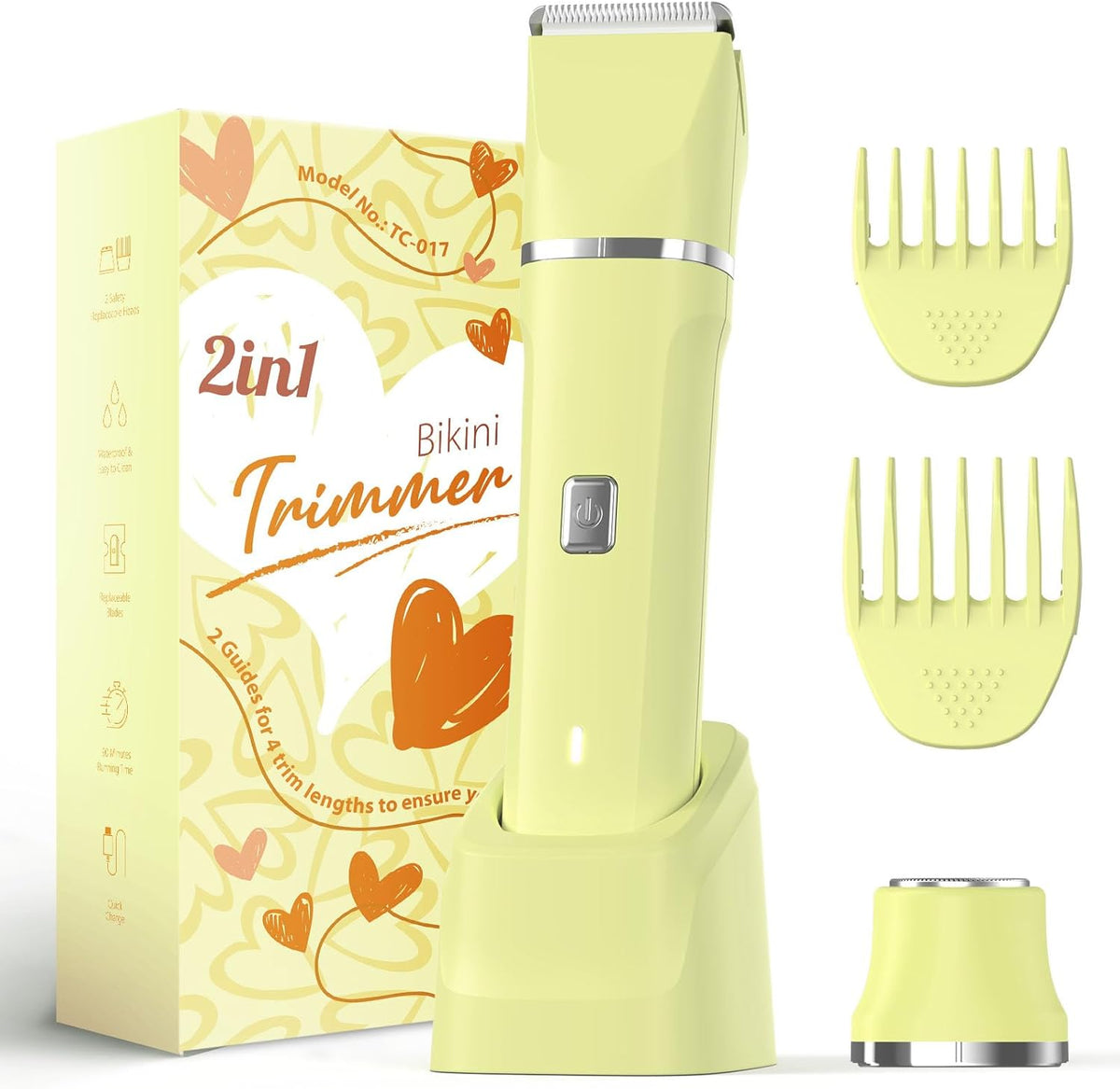 Body Trimmer for Men, 2-in-1 Groin & Body Hair Trimmer, IPX7 Waterproof Electric Razor, Ball & Pubic Hair Trimmer for Private Areas, Ceramic Blade Body Shaver, Rechargeable Grooming Kit