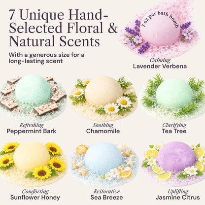 XXXL Bath Bombs for Women Gift Set, 7 Pack, Spa Scents, | 7 Scents - Arrives in Gift Box - XXXL (200g) - Long-lasting Fizz & Scent - Non-Staining - For Birthdays, Mothersday and More