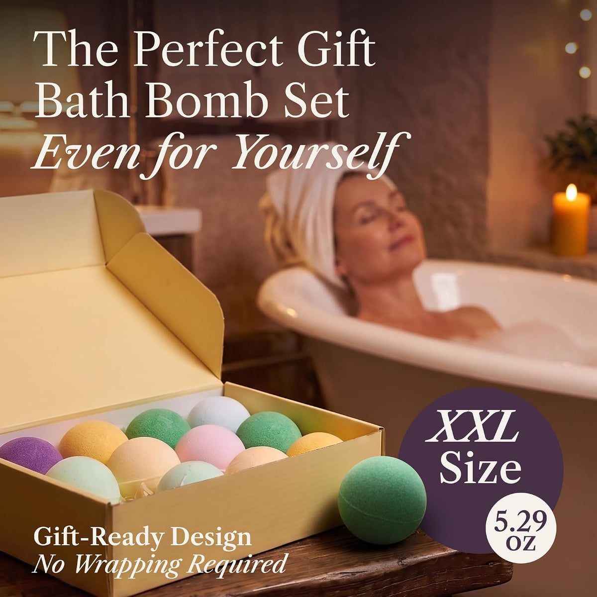XXXL Bath Bombs for Women Gift Set, 7 Pack, Spa Scents, | 7 Scents - Arrives in Gift Box - XXXL (200g) - Long-lasting Fizz & Scent - Non-Staining - For Birthdays, Mothersday and More