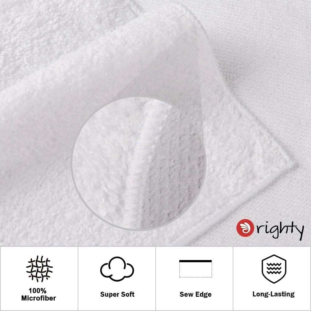 Orighty White Hand Towels - Quick Drying & Absorbent Microfiber Gym Towels 16x28 inches - Lightweight & Thin White Yoga Towel - Multi-Purpose Camping Towel for SPA, Hotel & Bathroom