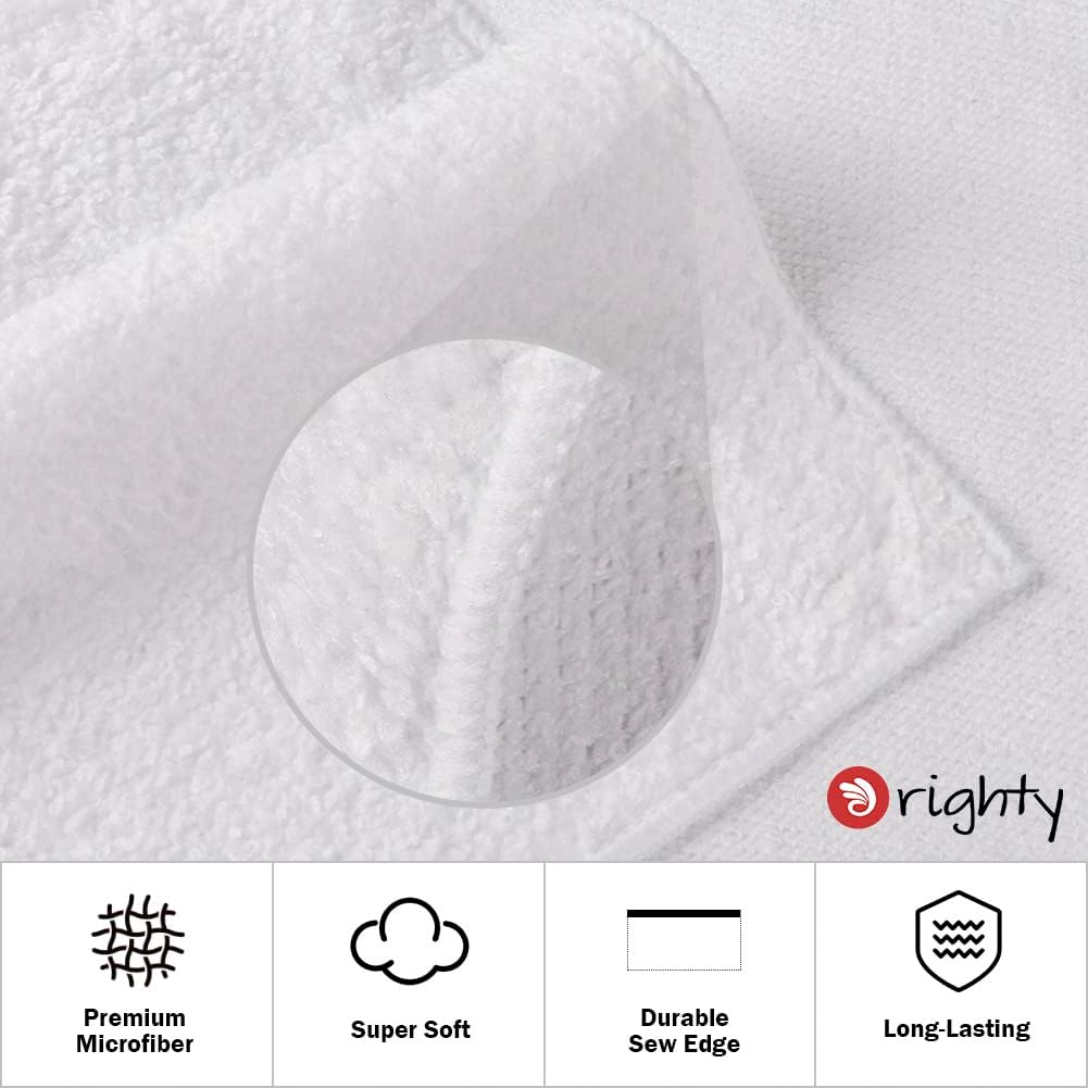 Orighty White Hand Towels - Quick Drying & Absorbent Microfiber Gym Towels 16x28 inches - Lightweight & Thin White Yoga Towel - Multi-Purpose Camping Towel for SPA, Hotel & Bathroom
