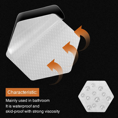 Hexagon Non Slip Bathtub Stickers with Scraper, 12PCS, Clear | Original 3.15 in Anti-Slip Treads, Comfortable PEVA Material, Strong Adhesive, Easy to Use, For Bath Tubs, Showers & Stairs