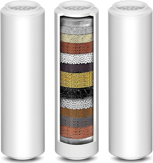Replacement Shower Filter 3 Pack, Only Fit for Filtered Shower Head | 15 Stage Filter for Hard Water Remove Chlorine and Harmful Substances