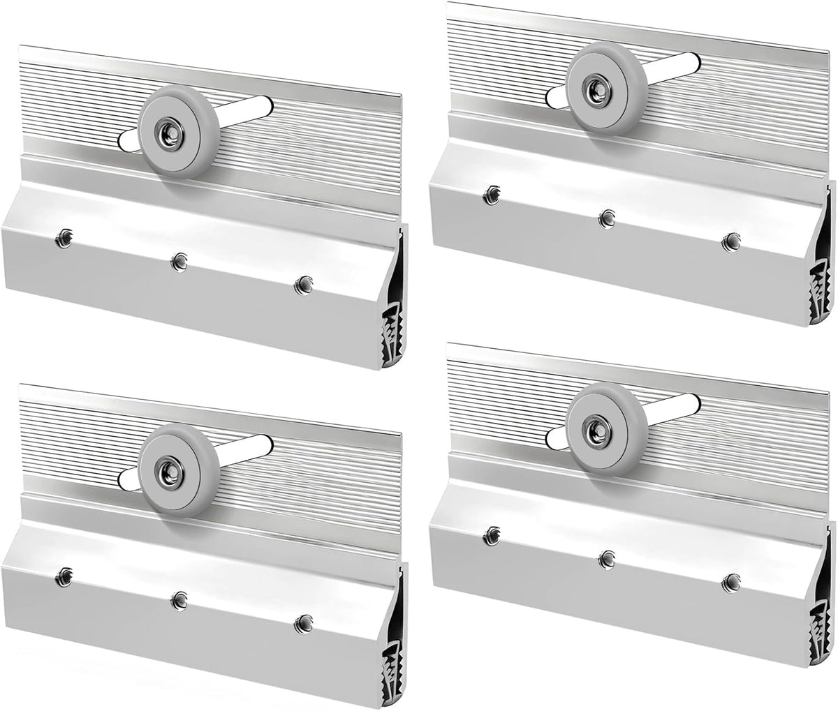 4 Pack M 6145 Frameless Shower Door Roller Assemblies – 3/4" Plastic Wheels with Ball Bearings,Chrome Aluminum Bracket,Replacement Kit for Glass Sliding Doors Parts