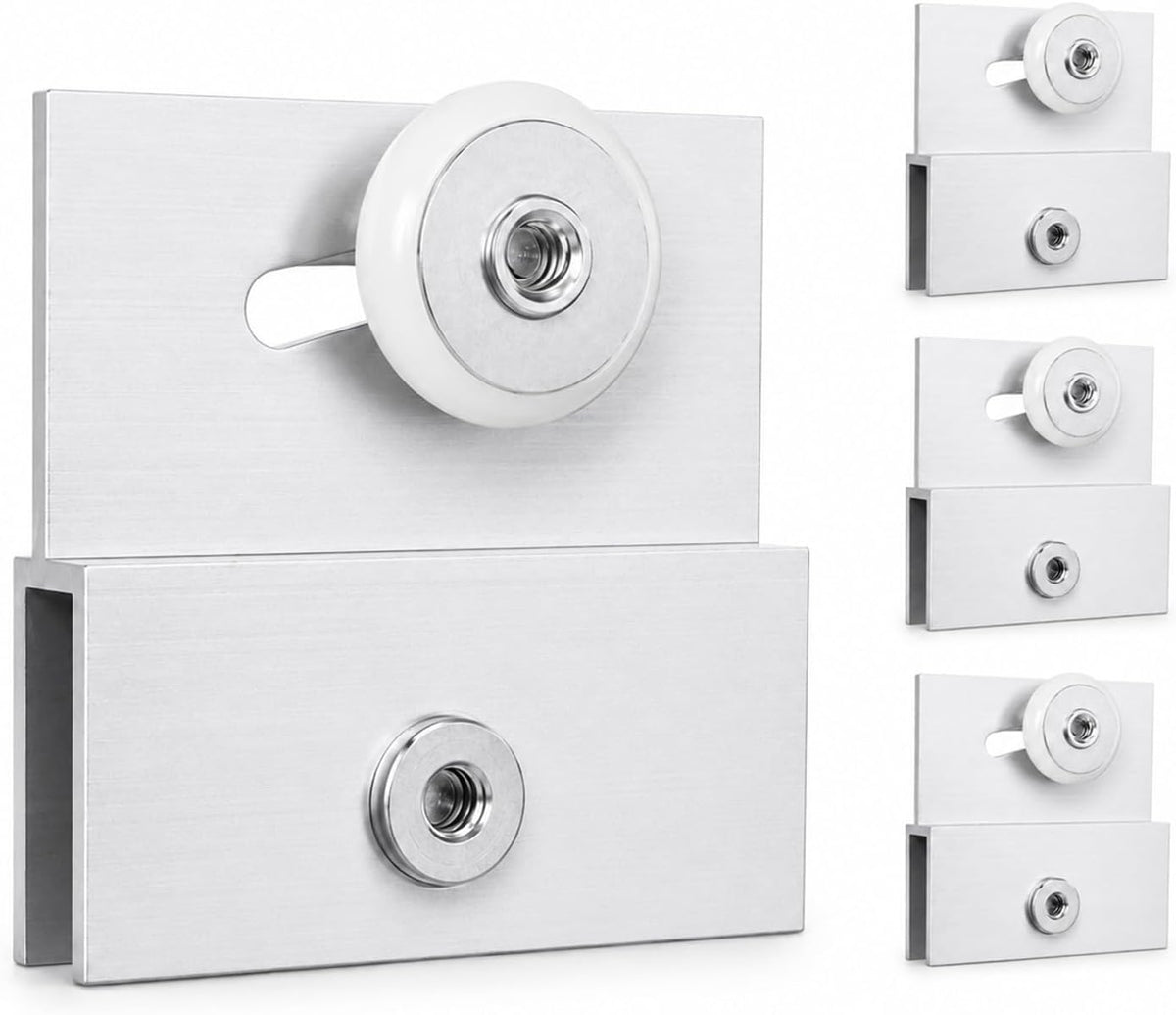 4 Pack M 6145 Frameless Shower Door Roller Assemblies – 3/4" Plastic Wheels with Ball Bearings,Chrome Aluminum Bracket,Replacement Kit for Glass Sliding Doors Parts
