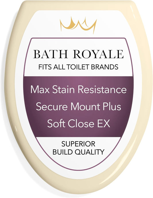 Slow Close Toilet Seat BR501-00 White Elongated, Stain-Resistant and Easy to Keep Clean, Heavy Duty Fits All Toilet Brands, Executive Series