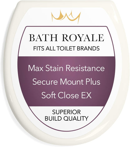 Slow Close Toilet Seat BR501-00 White Elongated, Stain-Resistant and Easy to Keep Clean, Heavy Duty Fits All Toilet Brands, Executive Series