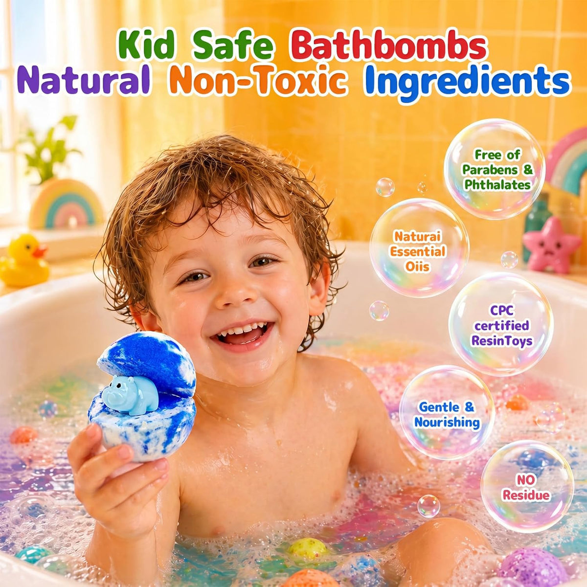 Bath Bombs for Kids with Surprise Toys Inside, 12 Pack Natural Bubble Bath Fizzy Gift Set for Girls Boys Organic,Kids Safe Handmade Birthday Christmas and Party Favor Stocking Stuffers