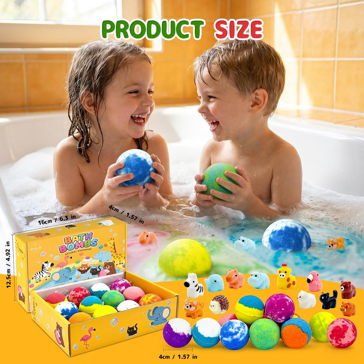 Bath Bombs for Kids with Surprise Toys Inside, 12 Pack Natural Bubble Bath Fizzy Gift Set for Girls Boys Organic,Kids Safe Handmade Birthday Christmas and Party Favor Stocking Stuffers