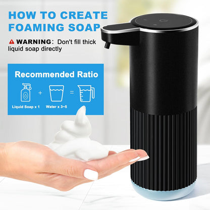 RYTOXILO Automatic Soap Dispenser, 2 Pack Black Touchless Liquid Soap Dispenser for Bathroom, 13.5 Fl Oz Plastic Electric Auto Dish Soap Dispensers Wall Mount for Kitchen with Adjustable Volume