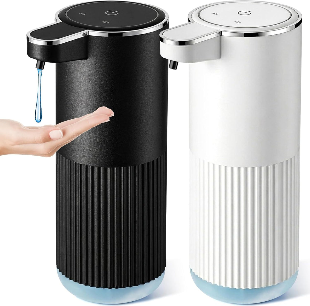 RYTOXILO Automatic Soap Dispenser, 2 Pack Black Touchless Liquid Soap Dispenser for Bathroom, 13.5 Fl Oz Plastic Electric Auto Dish Soap Dispensers Wall Mount for Kitchen with Adjustable Volume