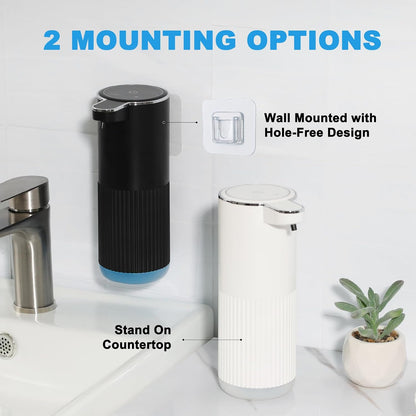RYTOXILO Automatic Soap Dispenser, 2 Pack Black Touchless Liquid Soap Dispenser for Bathroom, 13.5 Fl Oz Plastic Electric Auto Dish Soap Dispensers Wall Mount for Kitchen with Adjustable Volume