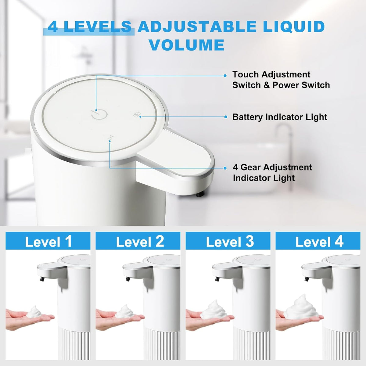 RYTOXILO Automatic Soap Dispenser, 2 Pack Black Touchless Liquid Soap Dispenser for Bathroom, 13.5 Fl Oz Plastic Electric Auto Dish Soap Dispensers Wall Mount for Kitchen with Adjustable Volume