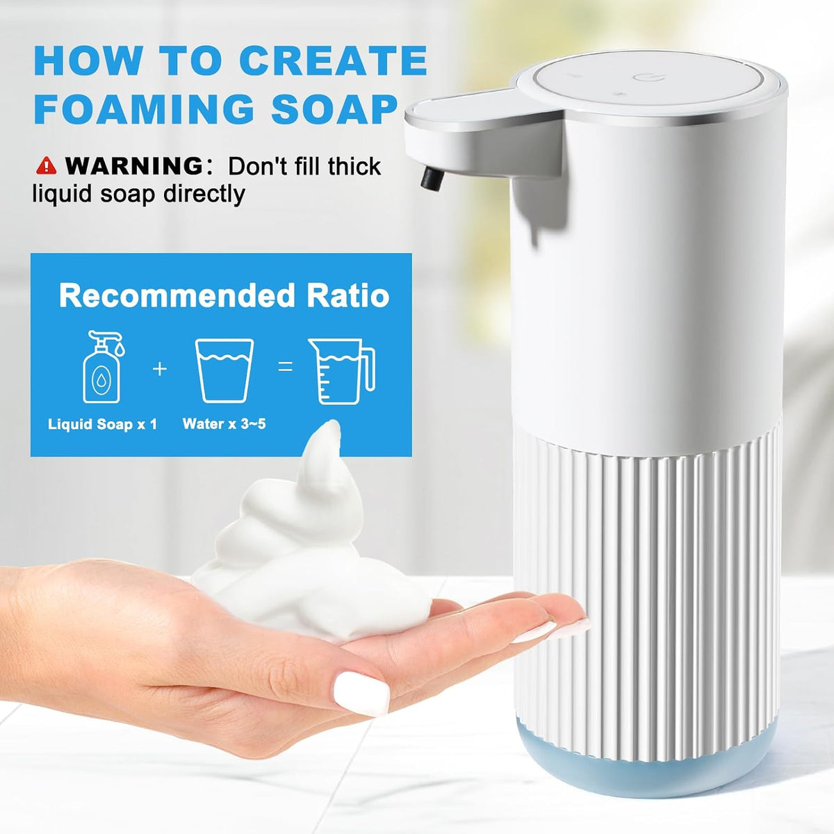 RYTOXILO Automatic Soap Dispenser, 2 Pack Black Touchless Liquid Soap Dispenser for Bathroom, 13.5 Fl Oz Plastic Electric Auto Dish Soap Dispensers Wall Mount for Kitchen with Adjustable Volume