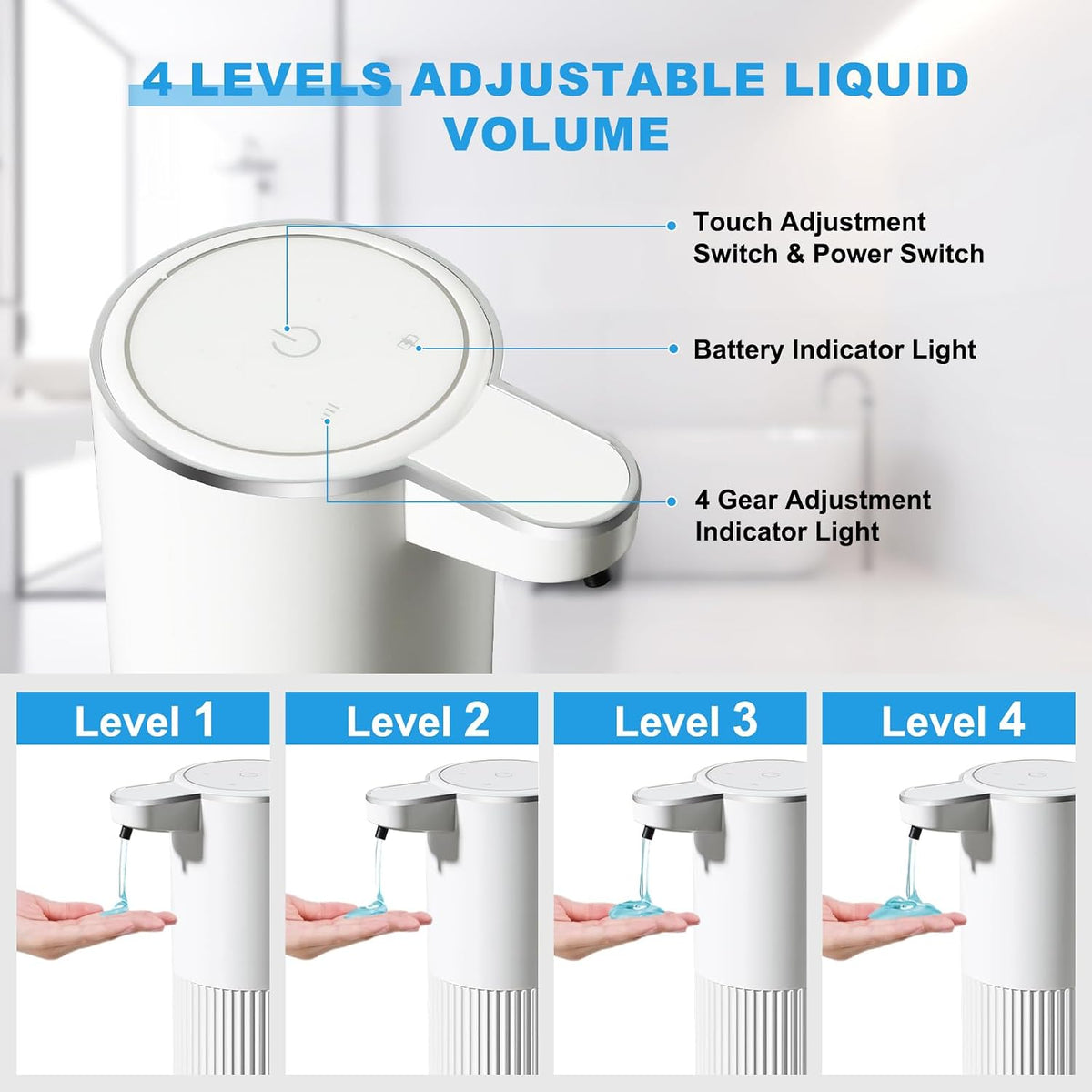 RYTOXILO Automatic Soap Dispenser, 2 Pack Black Touchless Liquid Soap Dispenser for Bathroom, 13.5 Fl Oz Plastic Electric Auto Dish Soap Dispensers Wall Mount for Kitchen with Adjustable Volume