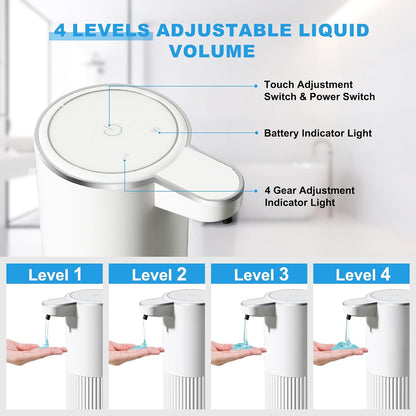RYTOXILO Automatic Soap Dispenser, 2 Pack Black Touchless Liquid Soap Dispenser for Bathroom, 13.5 Fl Oz Plastic Electric Auto Dish Soap Dispensers Wall Mount for Kitchen with Adjustable Volume