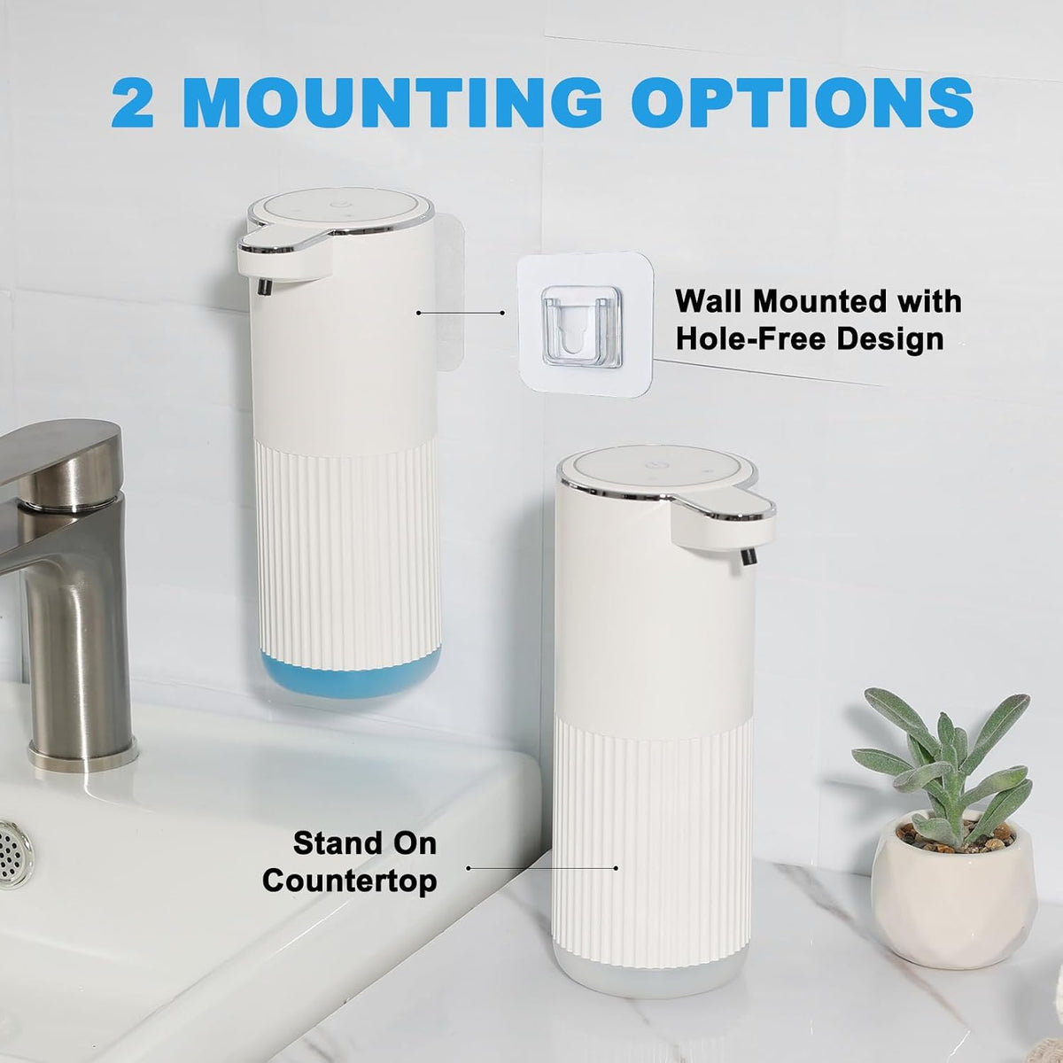 RYTOXILO Automatic Soap Dispenser, 2 Pack Black Touchless Liquid Soap Dispenser for Bathroom, 13.5 Fl Oz Plastic Electric Auto Dish Soap Dispensers Wall Mount for Kitchen with Adjustable Volume