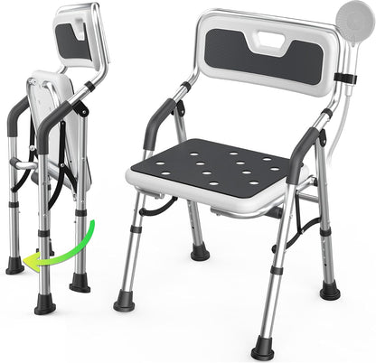 Foldable Shower Chair for Elderly and Disabled, Folding Shower Seat