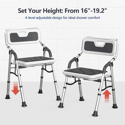 Foldable Shower Chair for Elderly and Disabled, Folding Shower Seat
