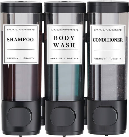 Pollock Shower Soap Dispenser No Drill 3 Chamber*300ML,White | Shampoo and Conditioner Dispenser Wall Mounted,Shampoo Body Wash Conditioner for Bathroom Large Capacity