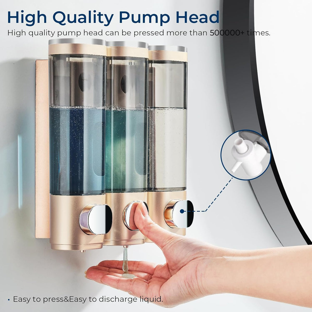 Pollock Shower Soap Dispenser No Drill 3 Chamber*300ML,White | Shampoo and Conditioner Dispenser Wall Mounted,Shampoo Body Wash Conditioner for Bathroom Large Capacity