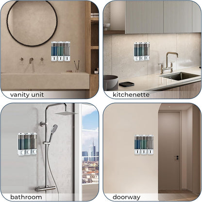Pollock Shower Soap Dispenser No Drill 3 Chamber*300ML,White | Shampoo and Conditioner Dispenser Wall Mounted,Shampoo Body Wash Conditioner for Bathroom Large Capacity