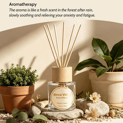 Reed Diffuser Set, Binca Vidou Lavender & Vanilla Natural Scent Oil Diffusers with Sticks for Home Office Bathroom Aromatherapy Decor 1.69oz x 2