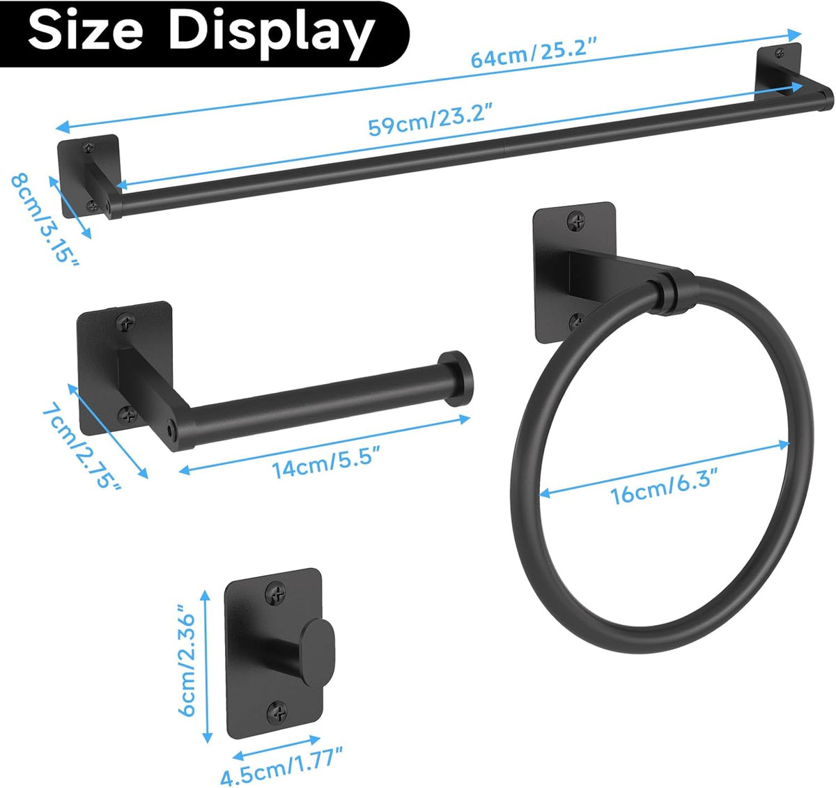 Black Bathroom Accessories Set, Bathroom Hardware Set