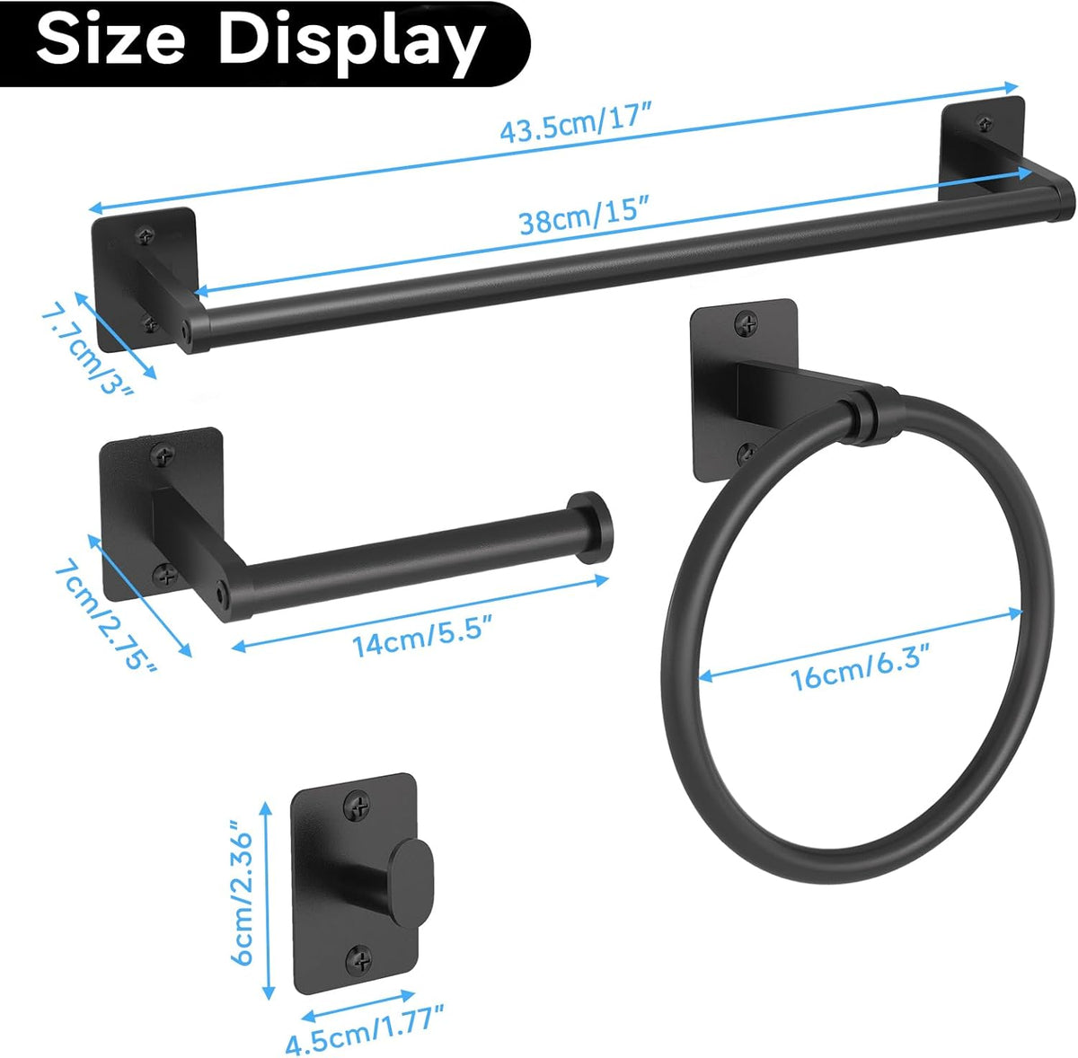 Black Bathroom Accessories Set, Bathroom Hardware Set