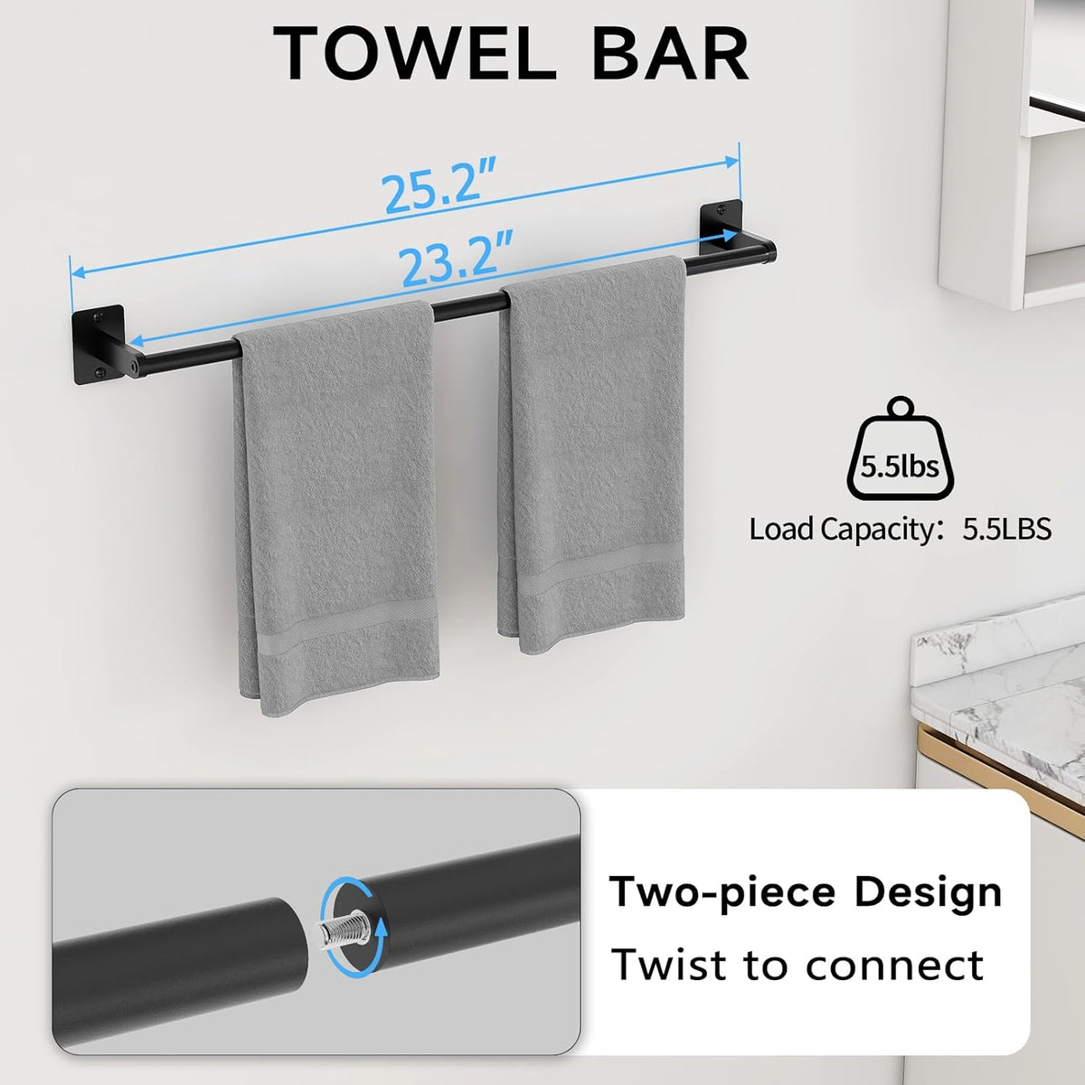 Black Bathroom Accessories Set, Bathroom Hardware Set