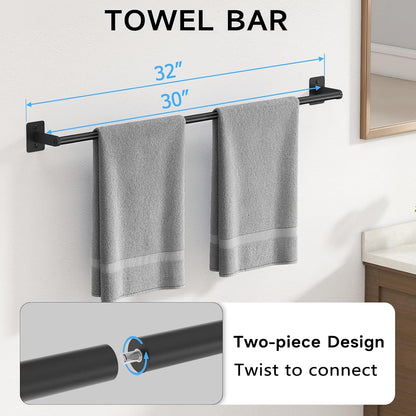 Black Bathroom Accessories Set, Bathroom Hardware Set