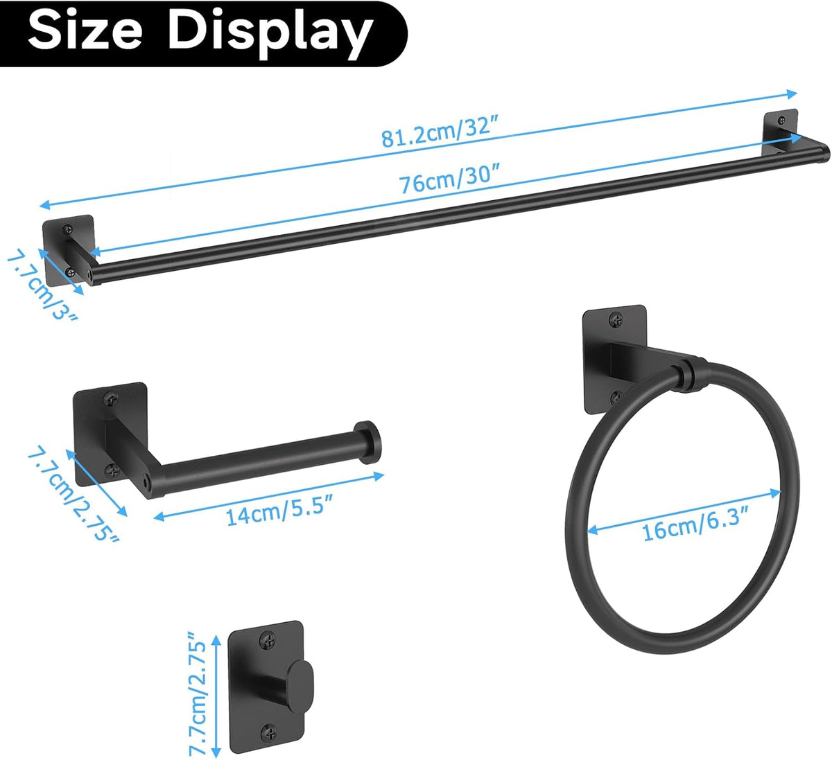Black Bathroom Accessories Set, Bathroom Hardware Set
