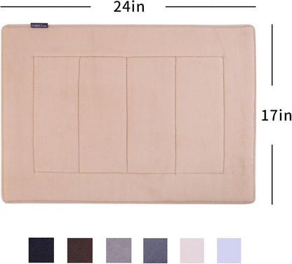 Bathroom Rugs, High Density Memory Foam Bath Mat, Absorbency & Non-Slip, Easy Care, Machine Washable Bath Mats for Bathroom, Shower&Tub, Modern Coral Velvet (Light Grey, 17" x 24")