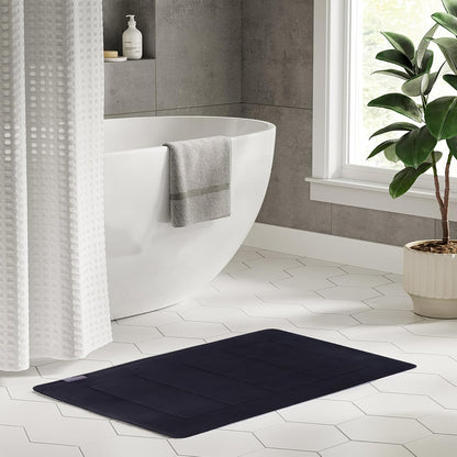 Bathroom Rugs, High Density Memory Foam Bath Mat, Absorbency & Non-Slip, Easy Care, Machine Washable Bath Mats for Bathroom, Shower&Tub, Modern Coral Velvet (Light Grey, 17" x 24")